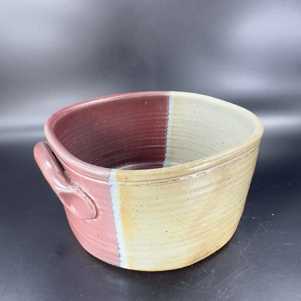 Hand Made Studio Art Pottery Bowl Dish With Handles Signed B‎ Creek Planter Pot
